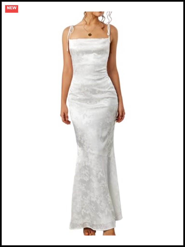 Satin Maxi Dress Mermaid Lace Up Back Formal Evening Gown